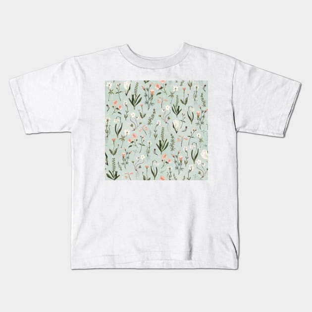 Floral forest Kids T-Shirt by katherinequinnillustration